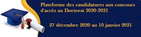 Mise en ligne de la plateforme de candidatures aux concours d'accès au Doctorat 2020-2021  